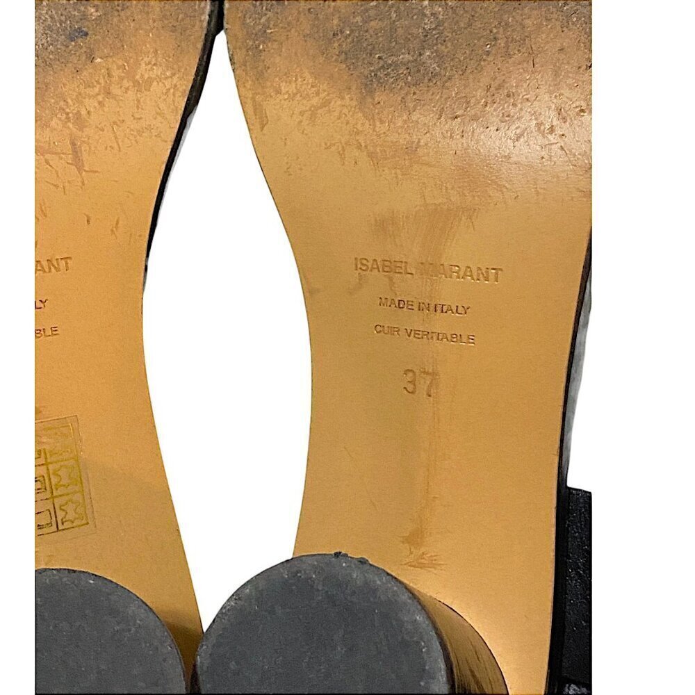 Isabel Marant Black Leather Jaeryn Mid Heel  Sandals, Size 37EU, Buckle - Picture 10 of 12